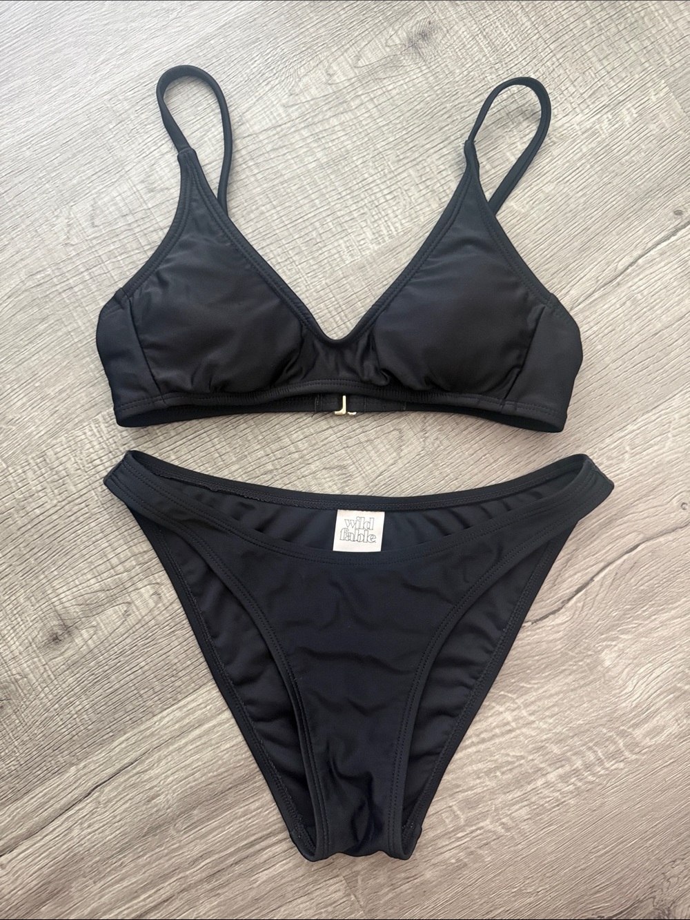 Wild fable Black Triangle Bikini Set